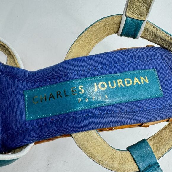 Vintage CHARLES JOURDAN Wicker Platform "Pin-up" Strappy Sandals - Picture 9 of 11